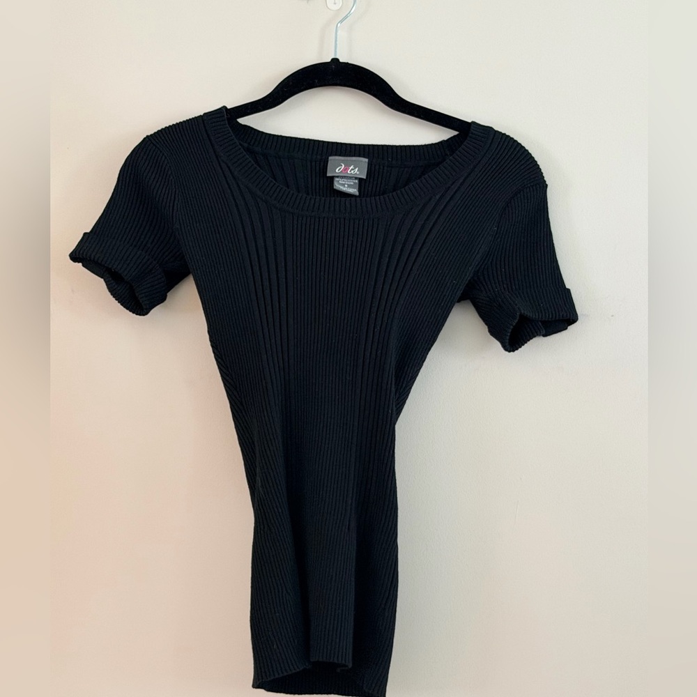 Dots Black Ribbed Crew Neck Sweater Size S